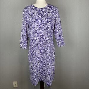 J. McLaughlin Women Sophia Dress Size XL Purple Floral Catalina Cloth 3/4 Sleeve